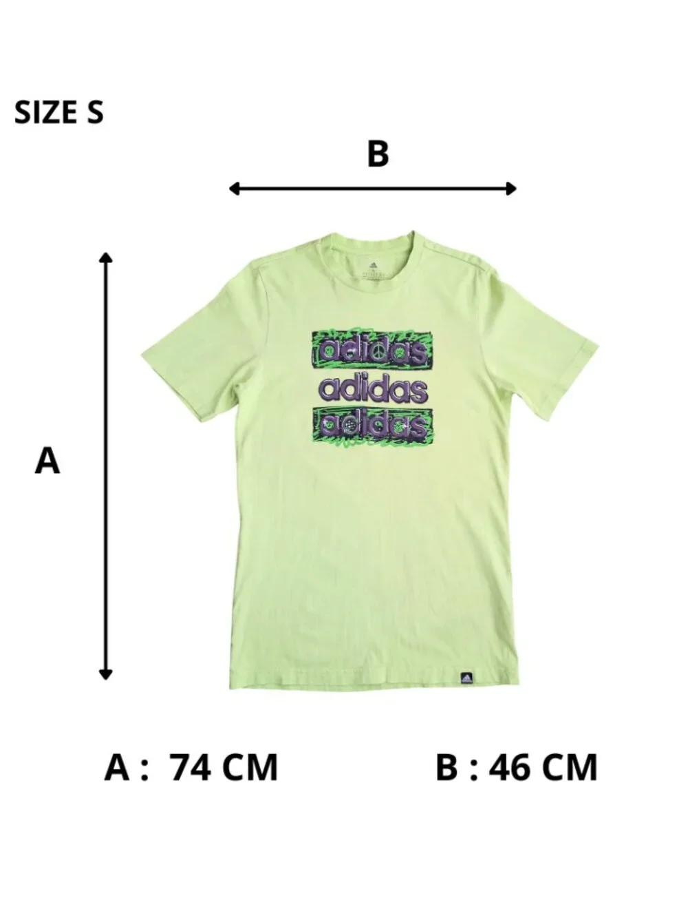 Adidas Men’s Light Green Graphic T-Shirt - Short Sleeve Crewneck, Size S